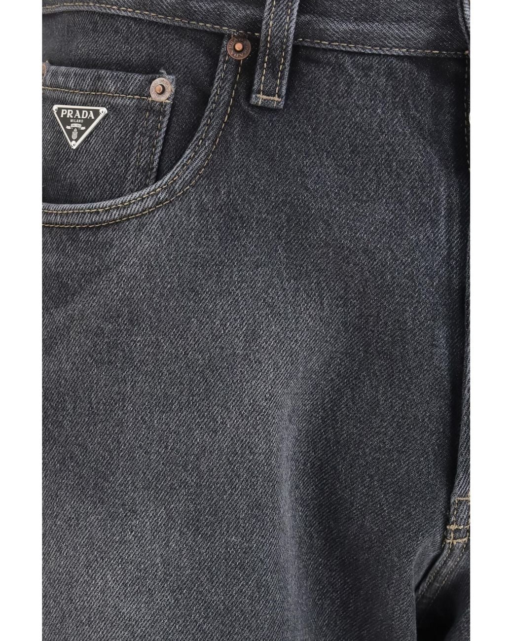 Prada Gray Vintage Effect Denim Jeans Cotton for men