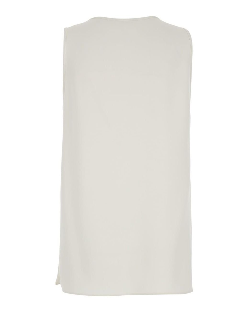 P.A.R.O.S.H. White Sleeveless Top With Round Neck