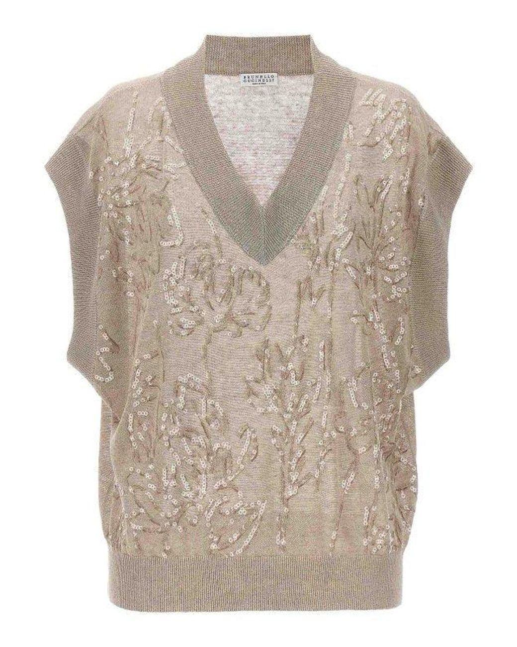 Brunello Cucinelli Natural Linen Blend Sweater