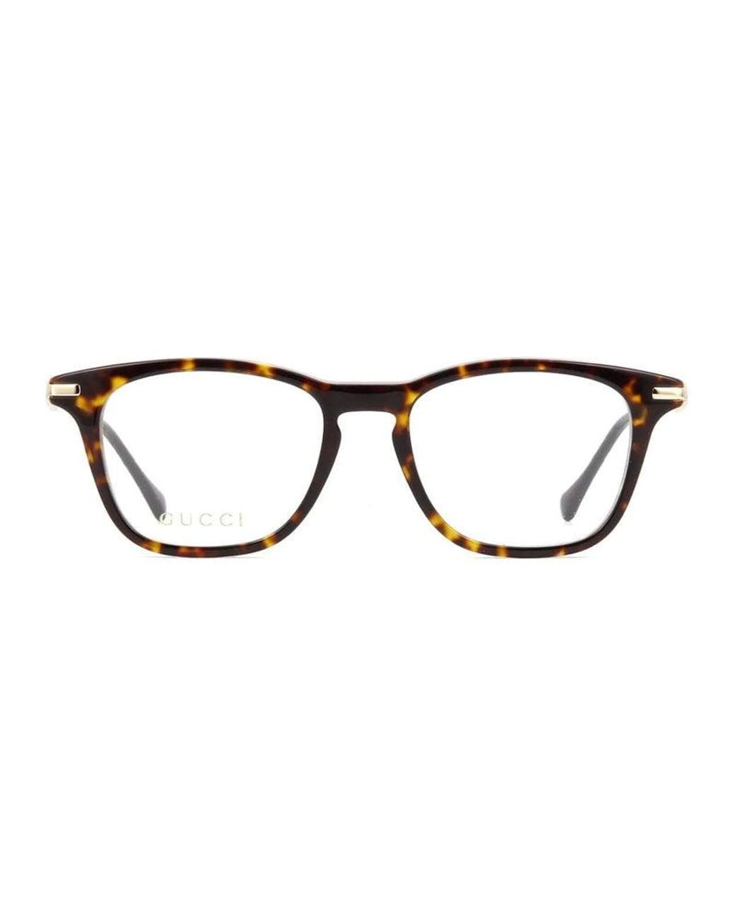 Gucci Metallic Eyeglasses Square Full Rim, Havana- Frame And Clear Demo Lens Gg0919O002 Sunglasses for men