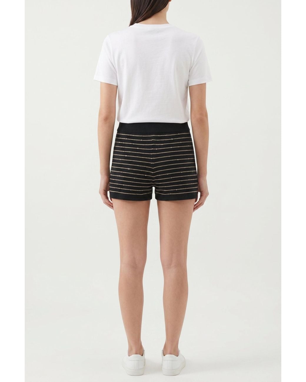 Brunello Cucinelli White Striped Knit Shorts Accessories & Slg