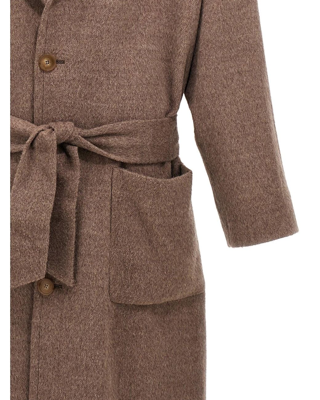 Etro Brown Single-Breasted Wool Coat for men