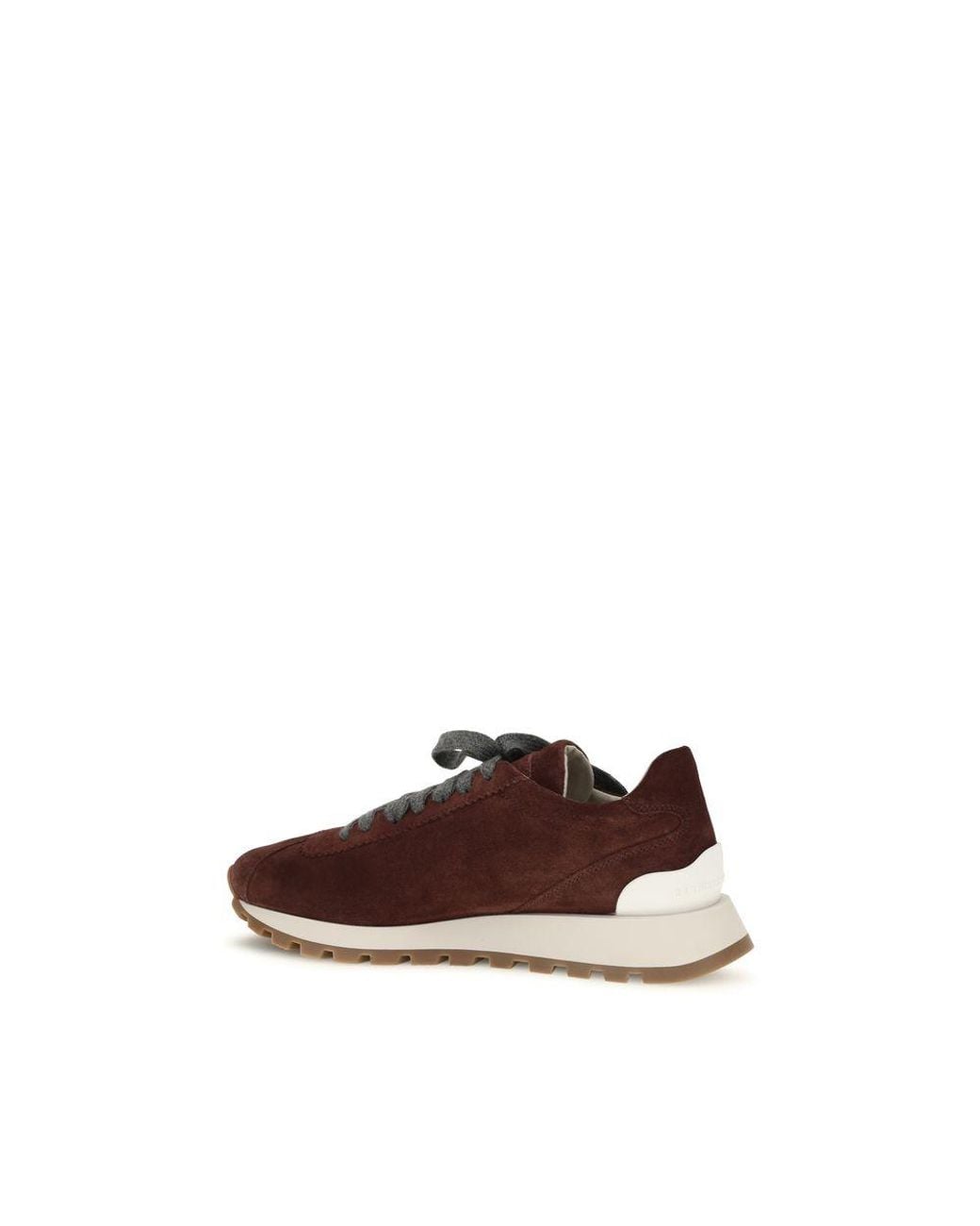 Brunello Cucinelli Brown Bordeaux Calf Leather Bos Taurus Athletic Sneakers