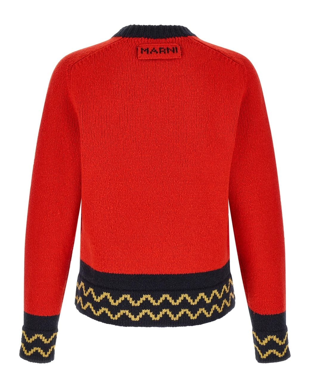 Marni Red Geometric Intarsia Sweater for men