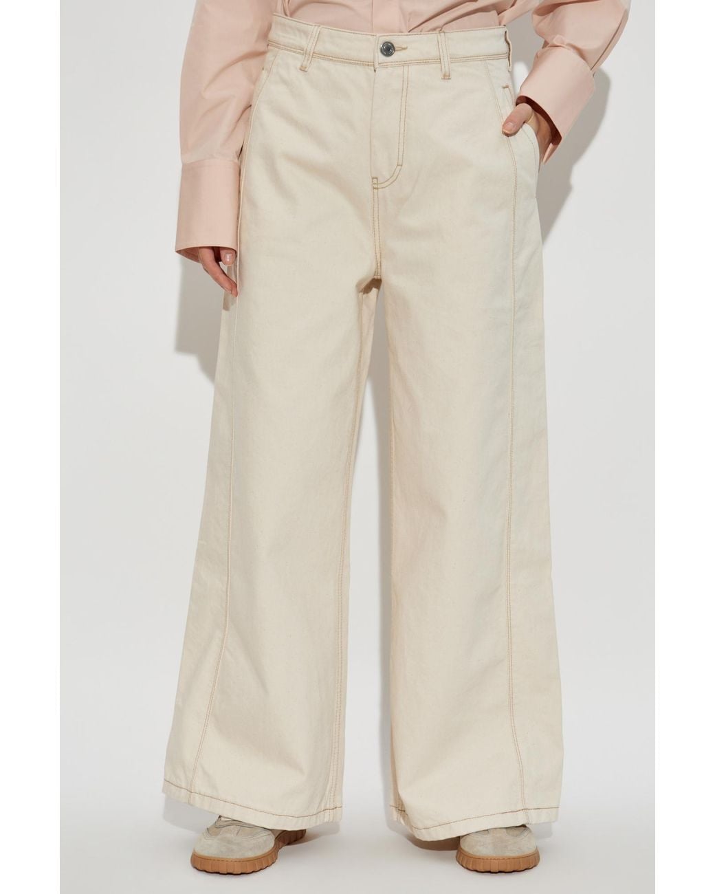 AMI White Wide-Leg Jeans