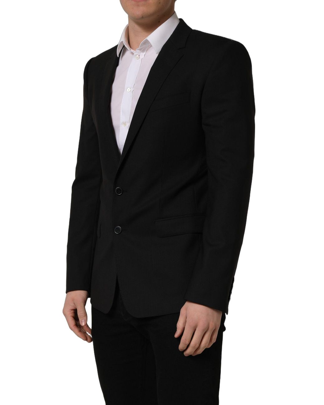 Dolce & Gabbana Black Wool Single Breasted Blazer Jacket Virgin Elastane Clothing for men