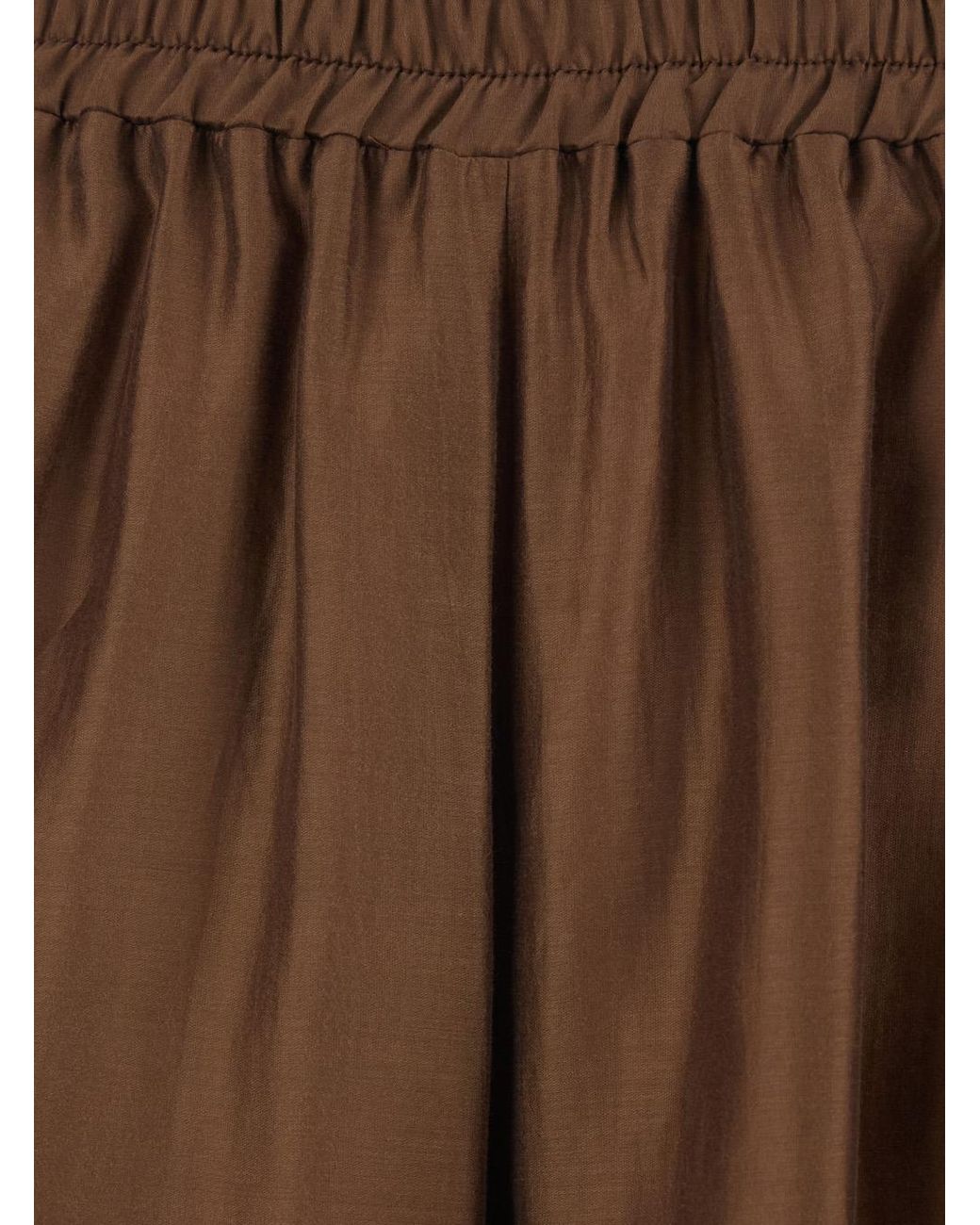 Le Plain Brown Pants With Elastic Waist And Semi-Transparent Design