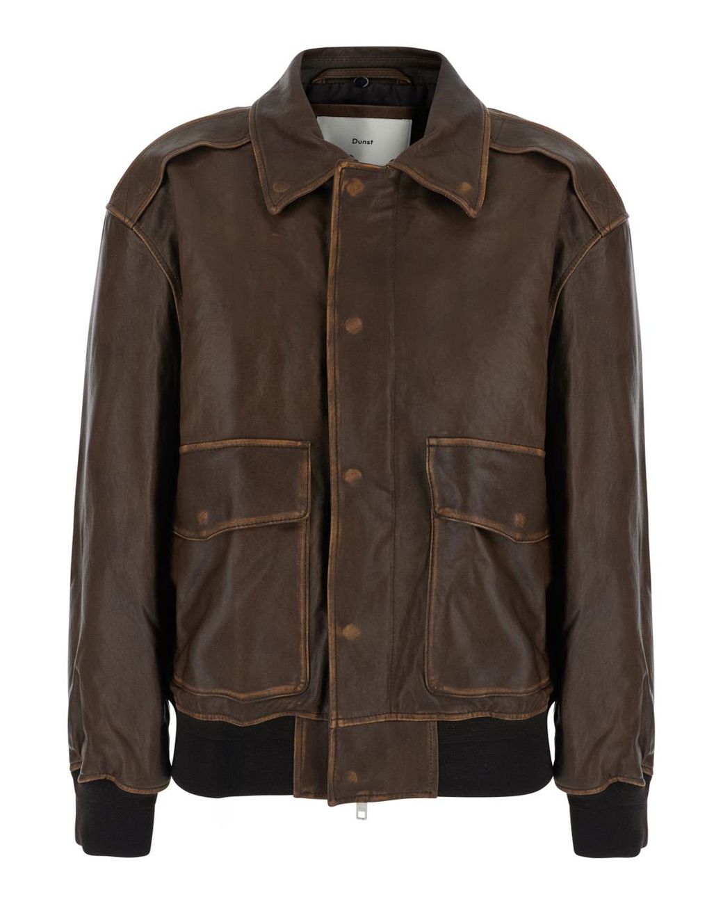DUNST Brown A-2 Leather Blouson Lamb Coat