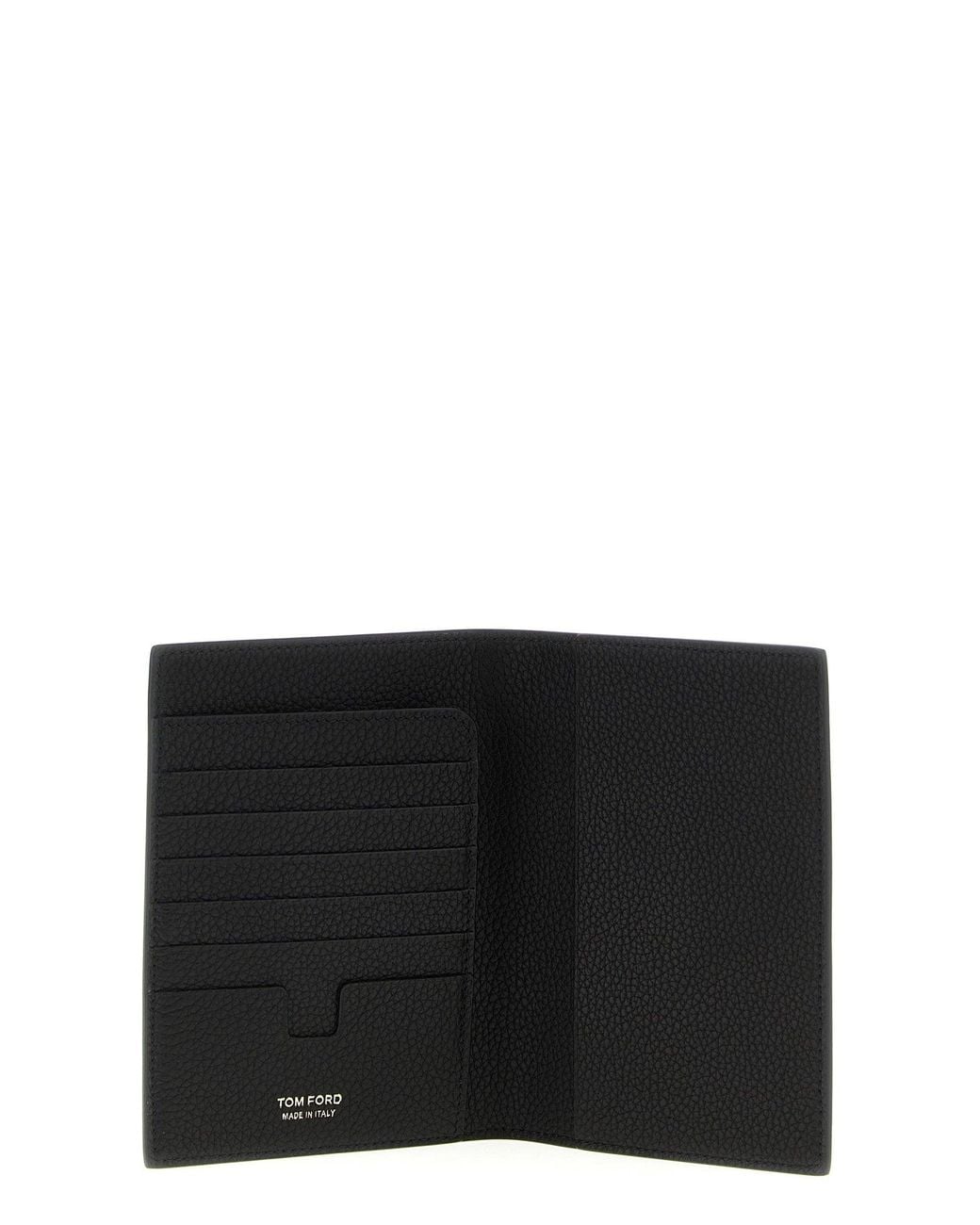 Tom Ford Black Hammered Leather Passport Holder