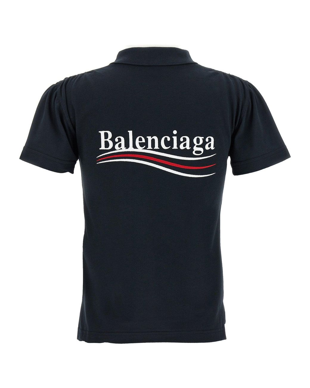 Balenciaga Black Logo-Embroidered Piqué Polo Shirt