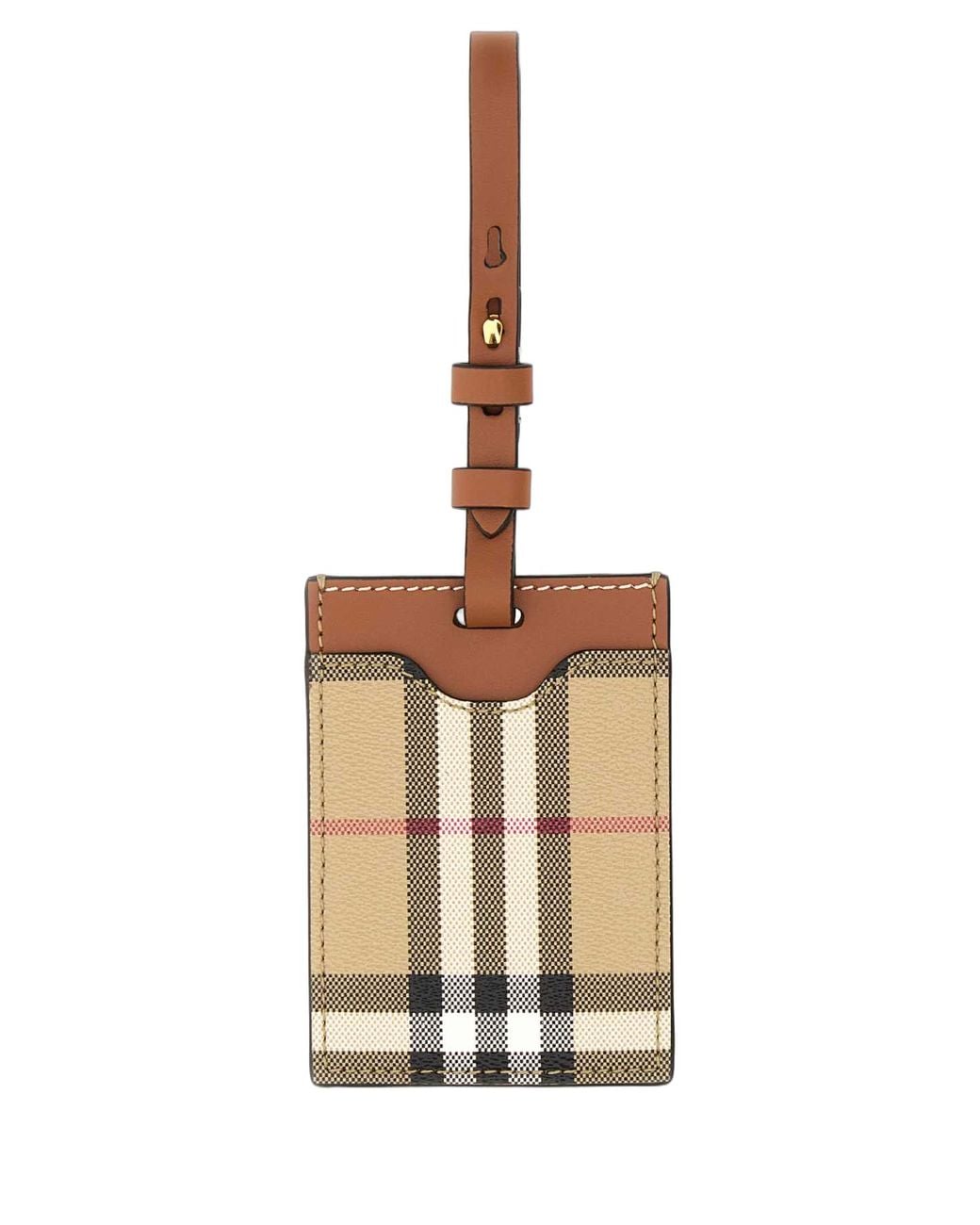 Burberry Natural Burberry Checked Leather Card Case