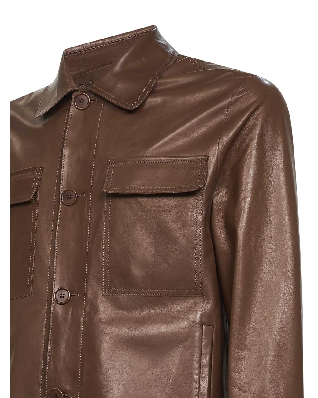 Salvatore Santoro Brown Cookie Plongé Leather Jacket for men