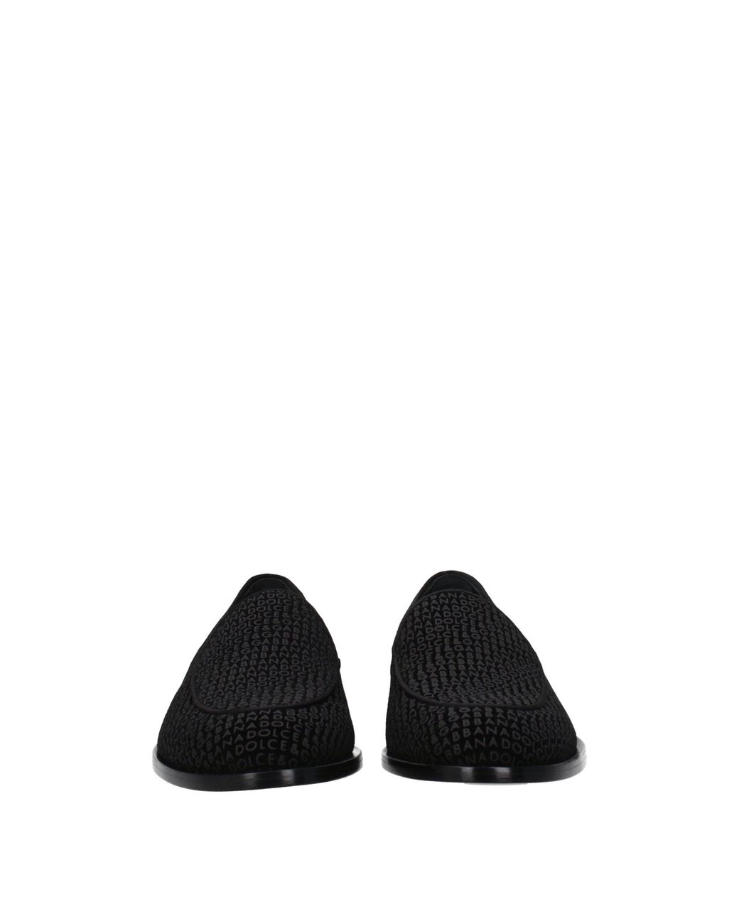 Dolce & Gabbana Black Velvet Logo Loafers for men