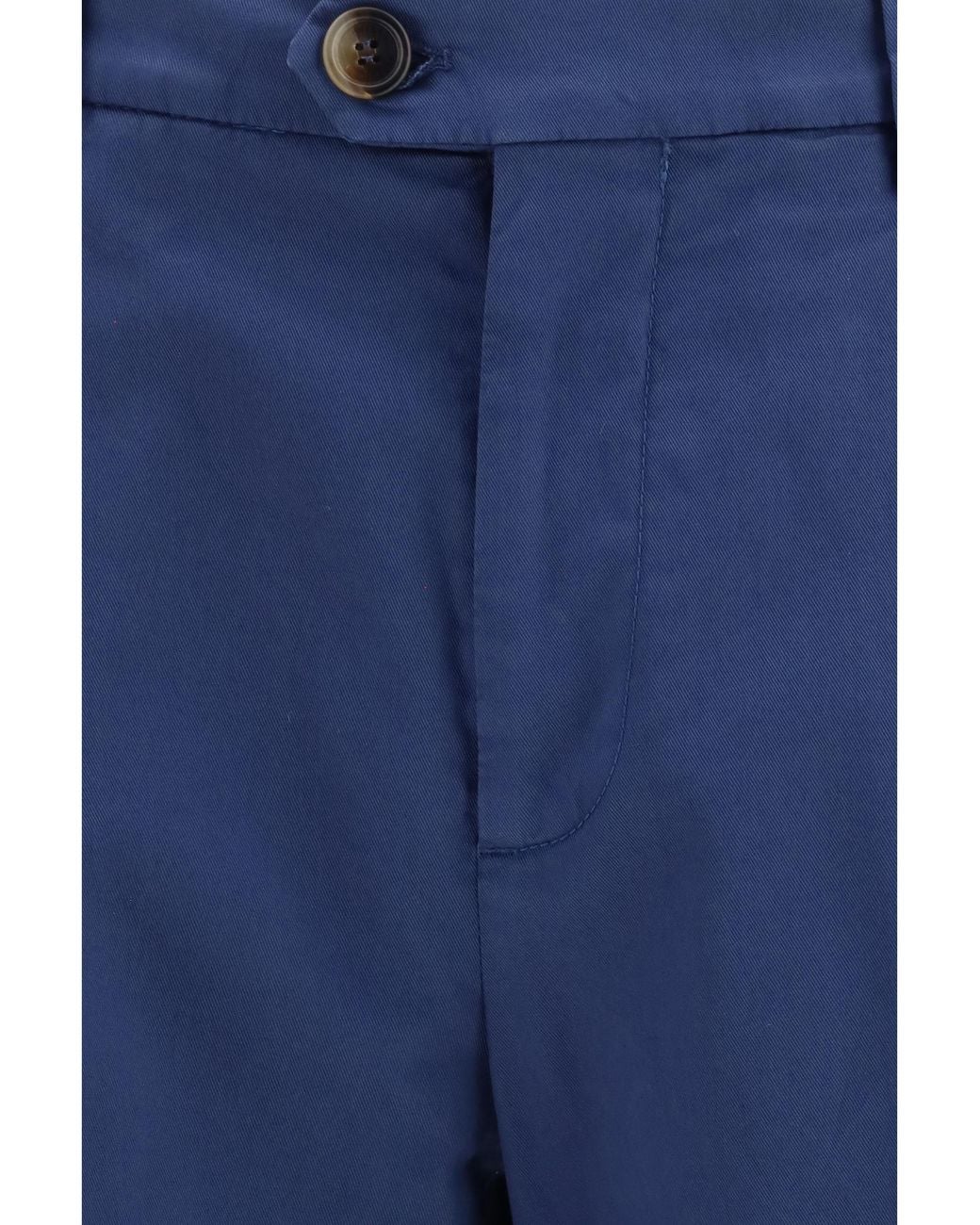 Brunello Cucinelli Blue Solid Chino Pants for men