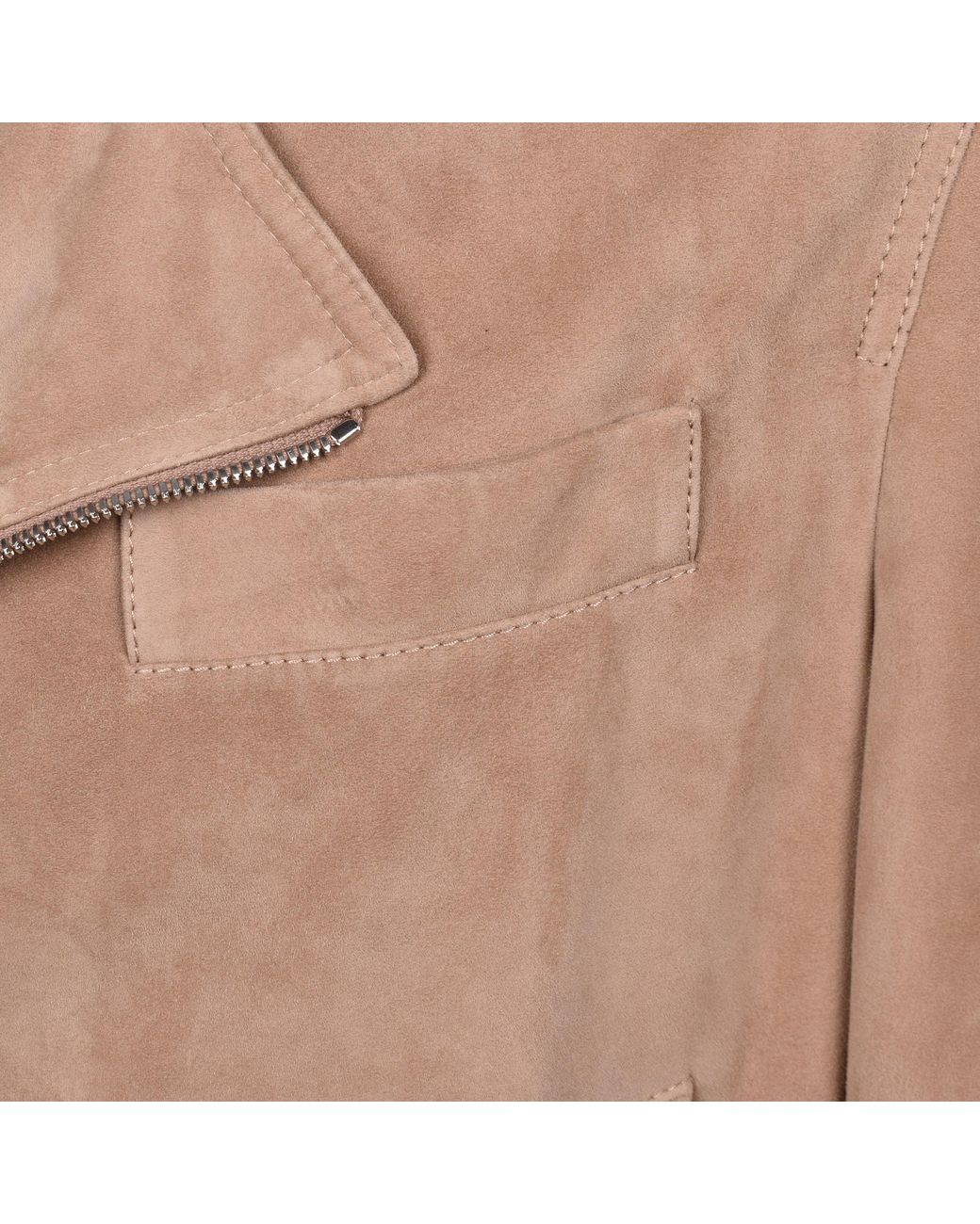 Brunello Cucinelli Brown 100% Genuine Suede Biker Style Zip Up Jacket for men