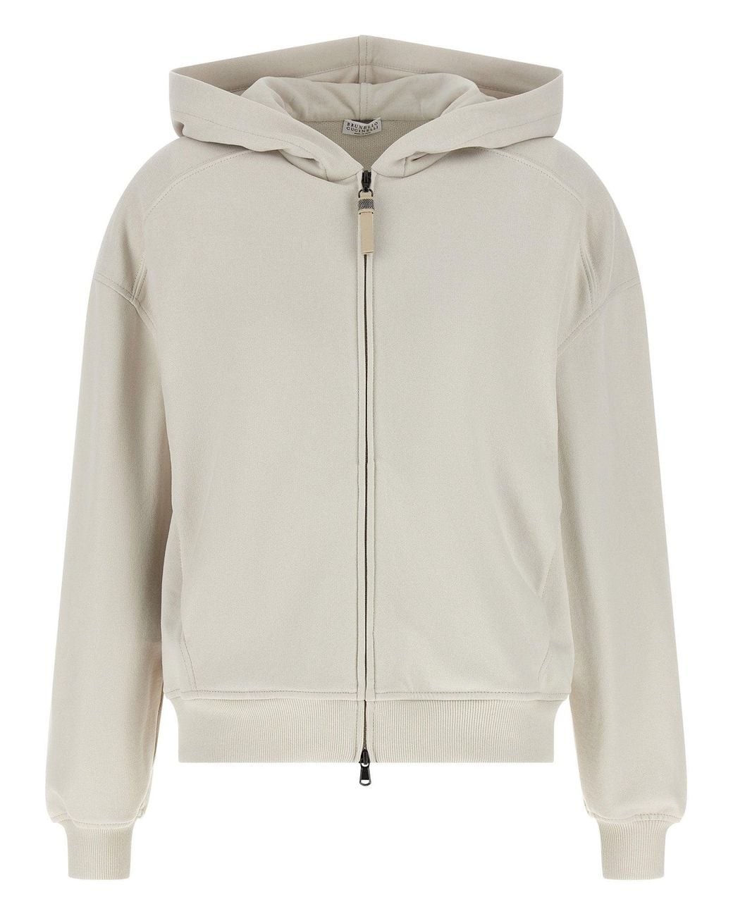 Brunello Cucinelli White Cotton Fleece Hoodie