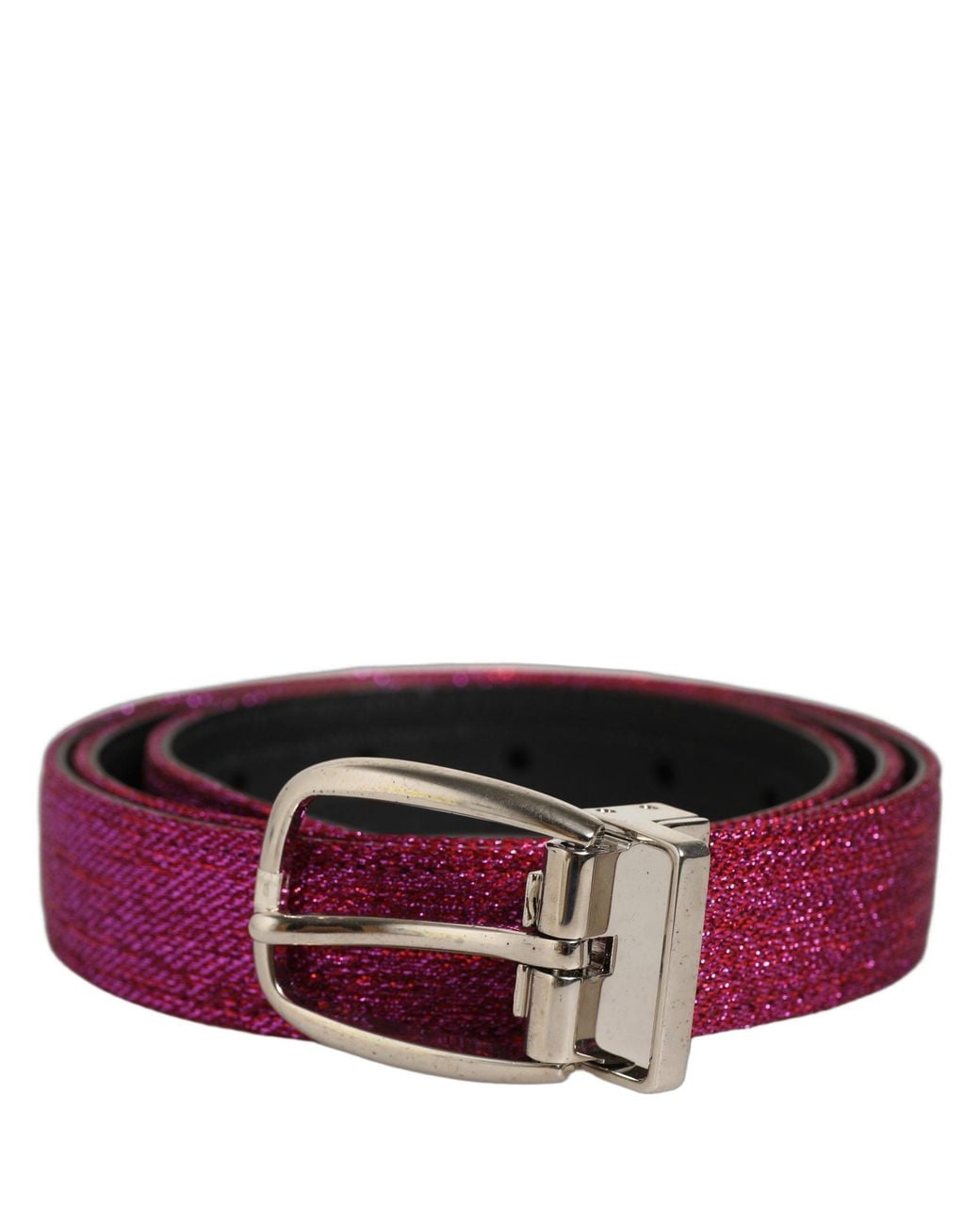 Dolce & Gabbana Purple Glitter Metal Buckle Belt Leather for men