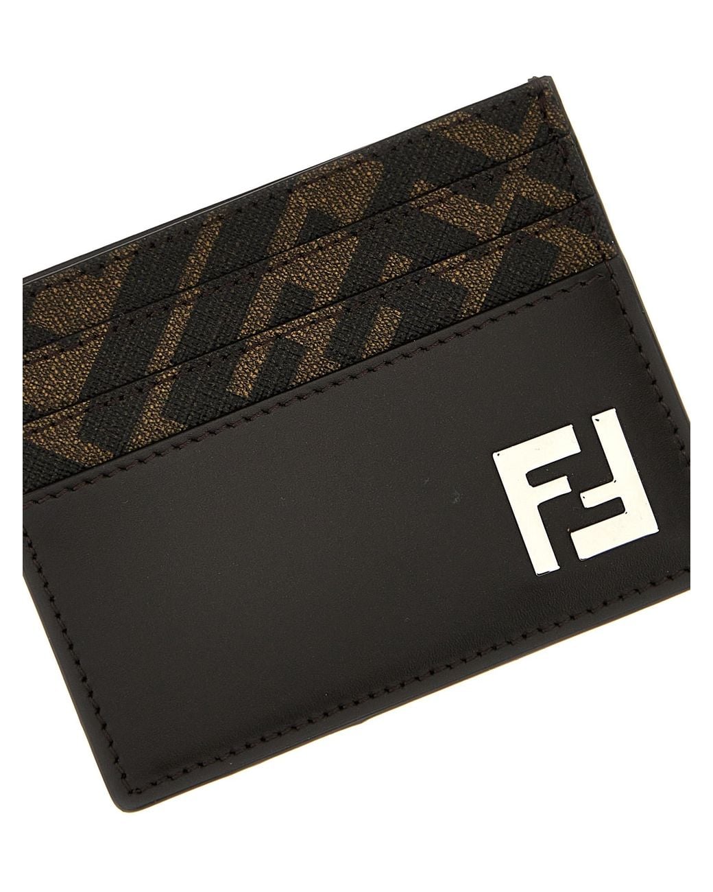 Fendi Black 'Squared Ff' Card Holder for men
