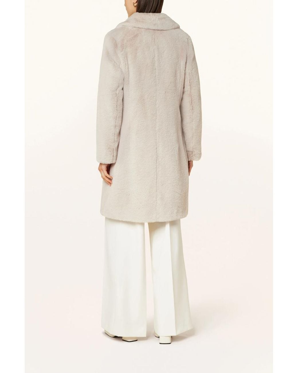Herno Natural Faux Fur Coat,Cream Clothing