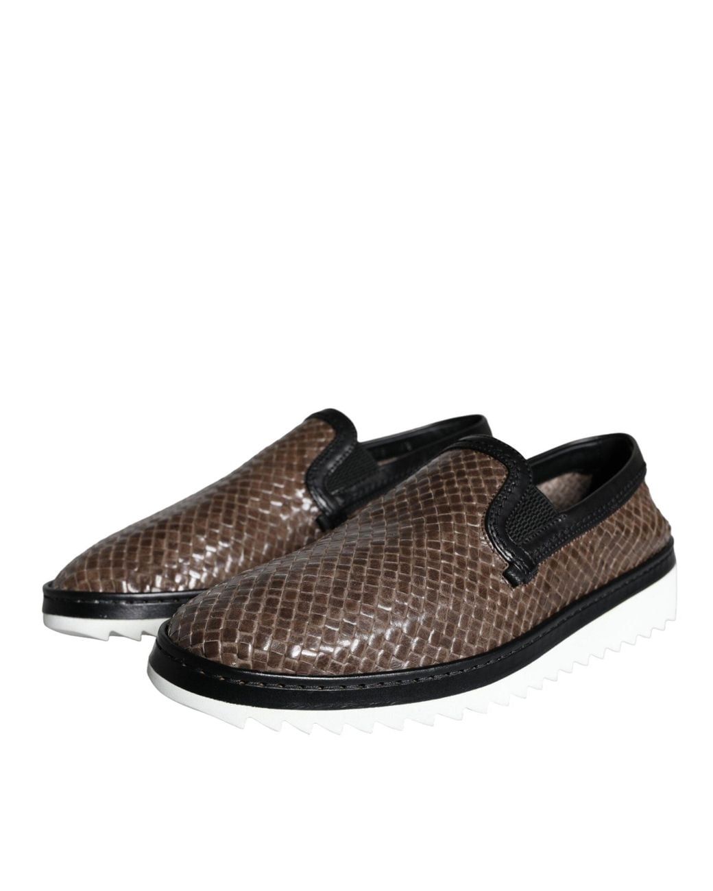 Dolce & Gabbana Brown Dolce & Gabbana Woven Leather Loafer for men