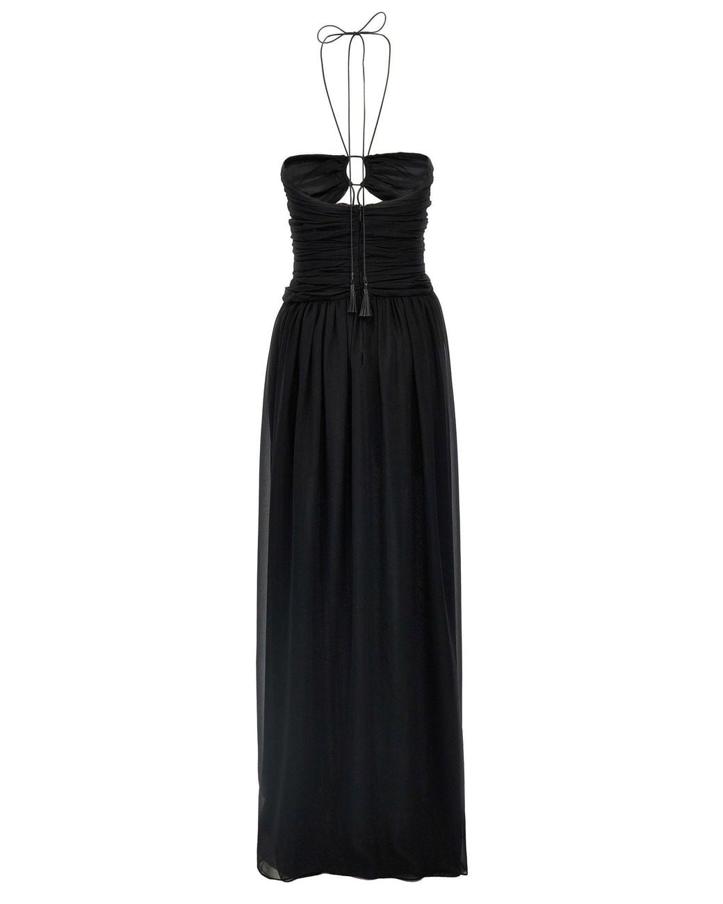 Tom Ford Black Halter Neck Draped Silk Dress