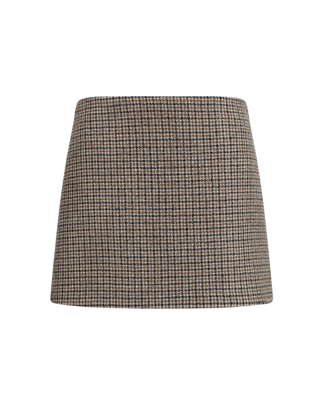 P.A.R.O.S.H. Brown Mini Skirt Houndstooth Wool