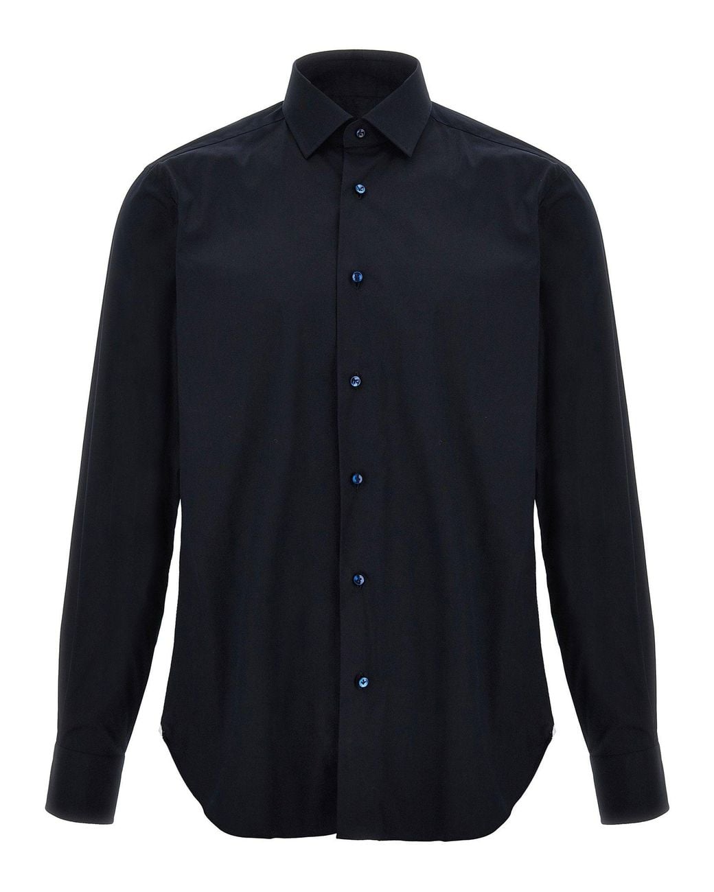 Barba Napoli Blue Stretch Cotton Poplin Shirt for men