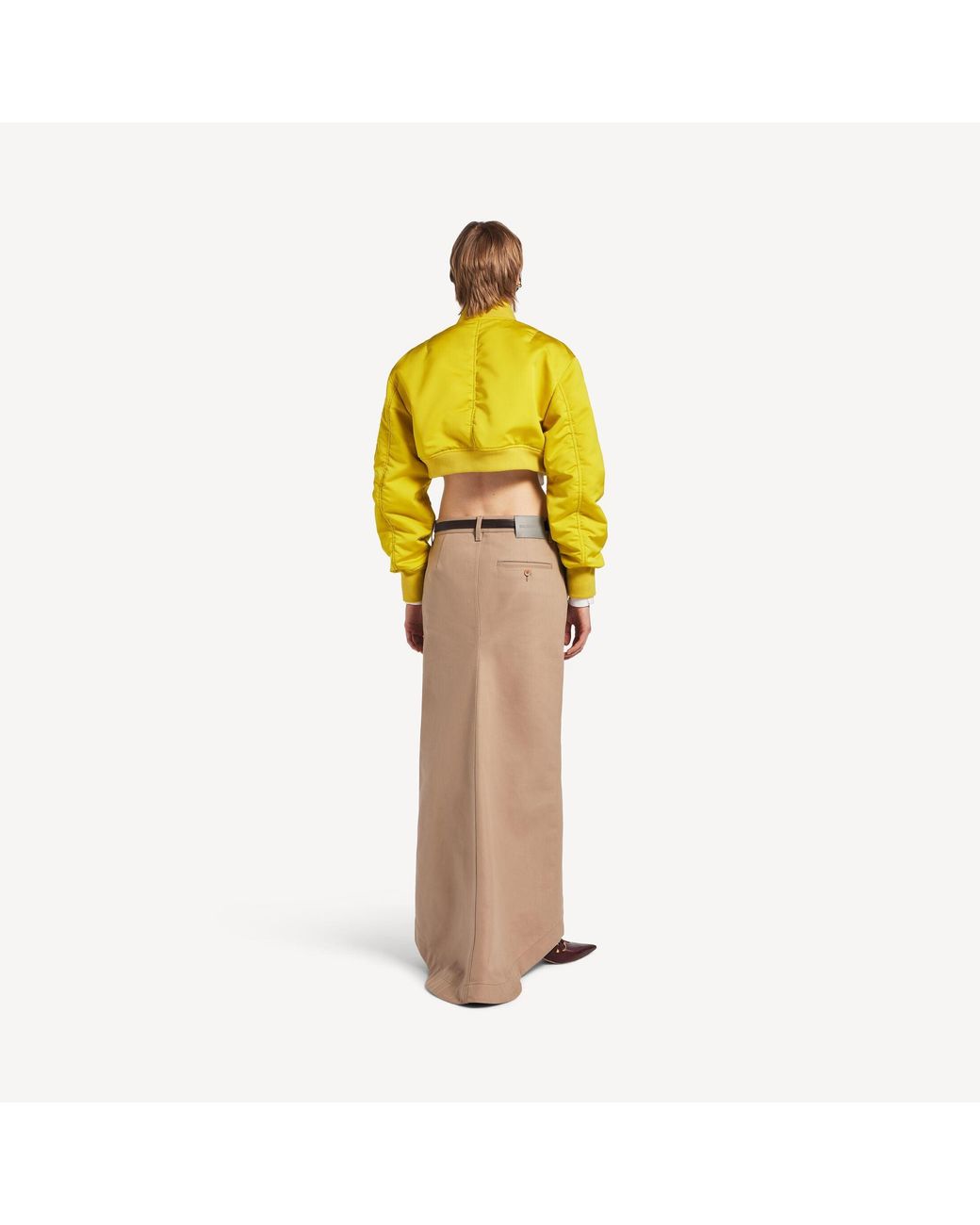 Balenciaga Yellow Cropped Bomber Jacket