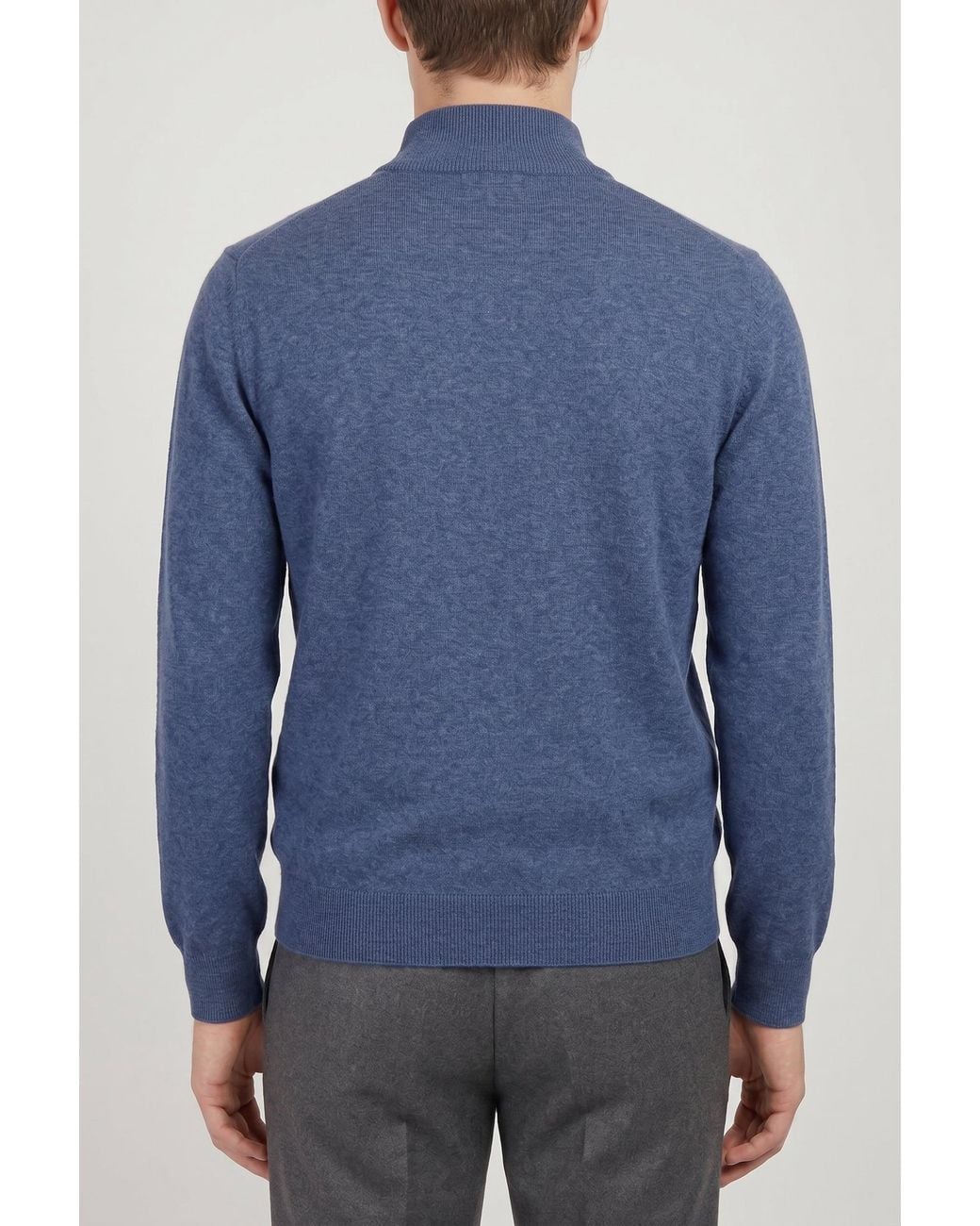 Brunello Cucinelli Blue Wool Zip Sweater for men