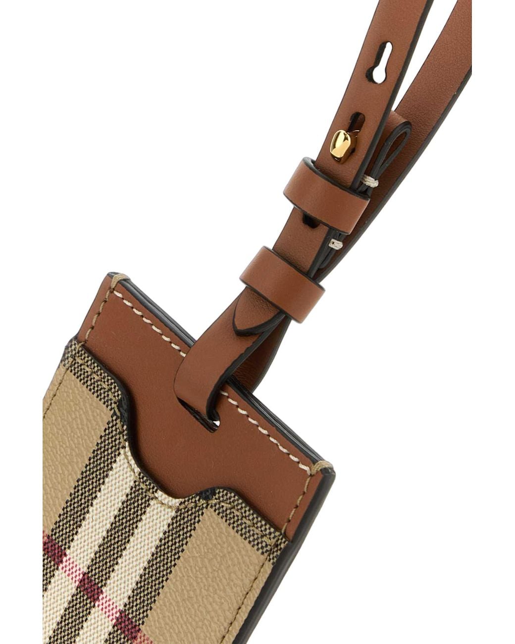 Burberry Natural Burberry Checked Leather Card Case
