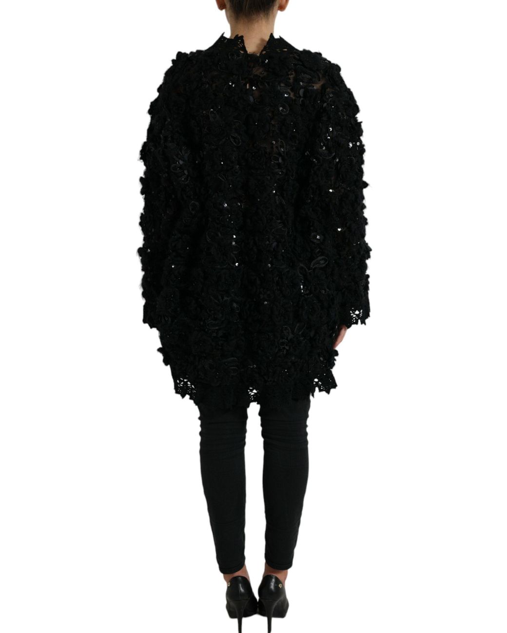 Dolce & Gabbana Black Sequined Embellished Pullover Sweater