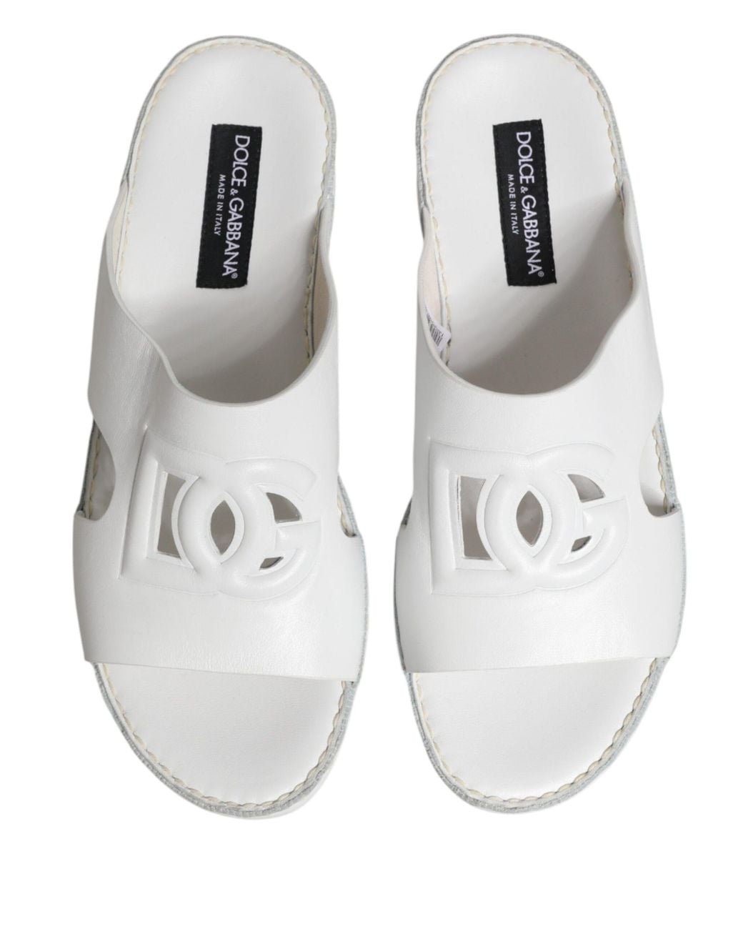 Dolce & Gabbana White Dg Cutout Slides Slippers Flats Shoes Rubber for men