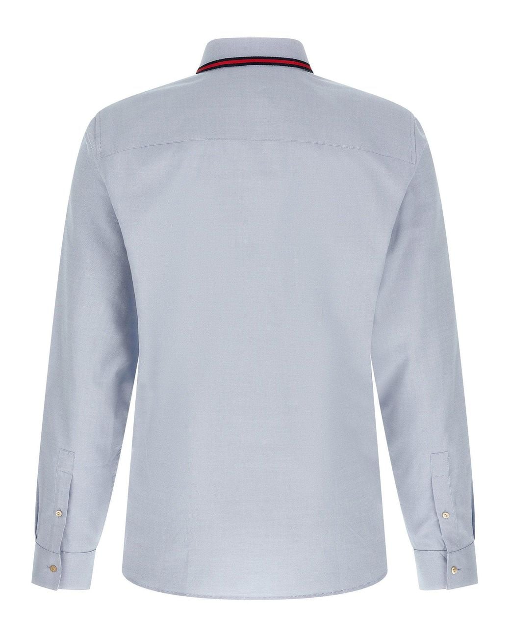 Gucci Blue Web-Trim Collar Oxford Shirt for men