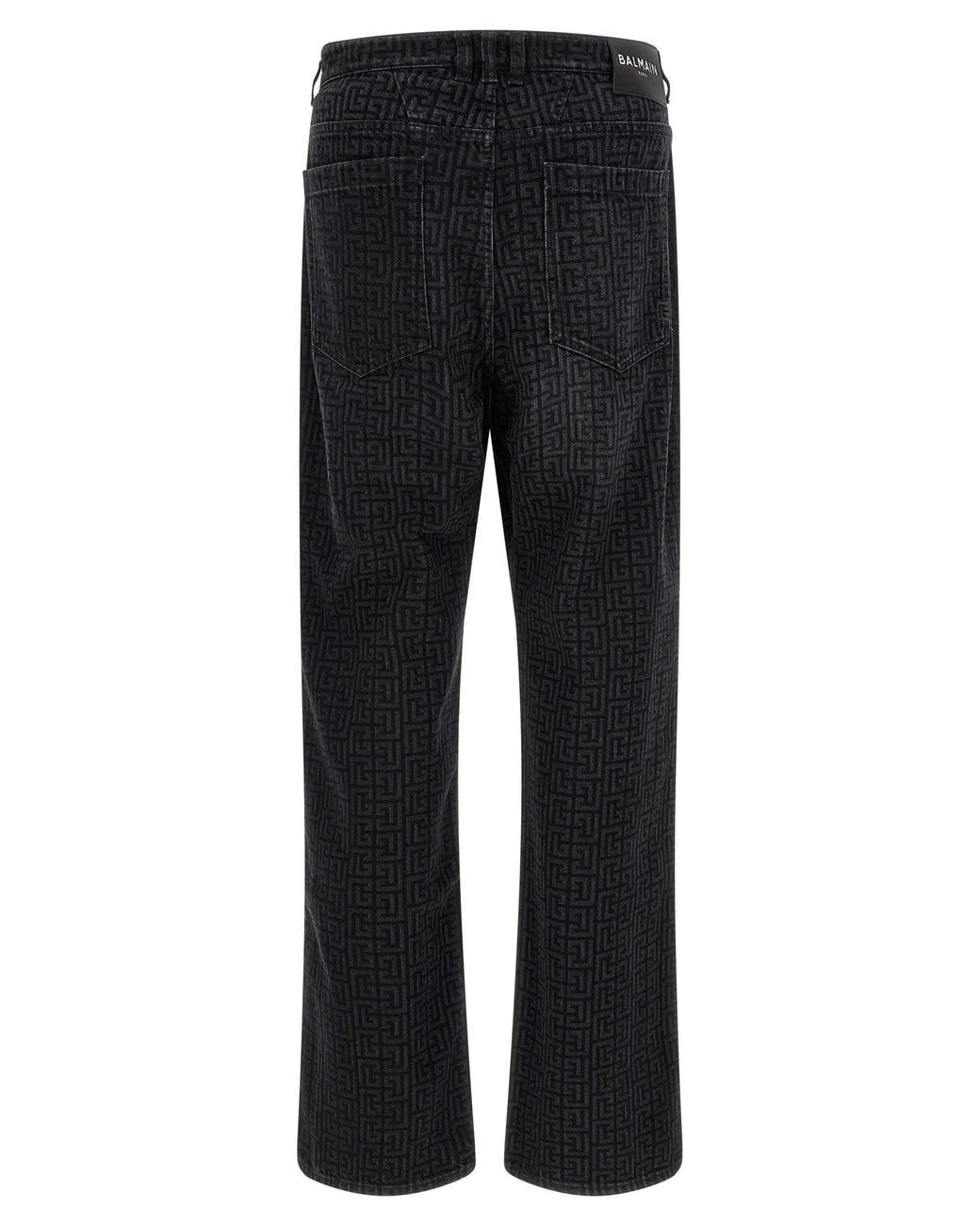 Balmain Black Monogram Pattern Jeans for men