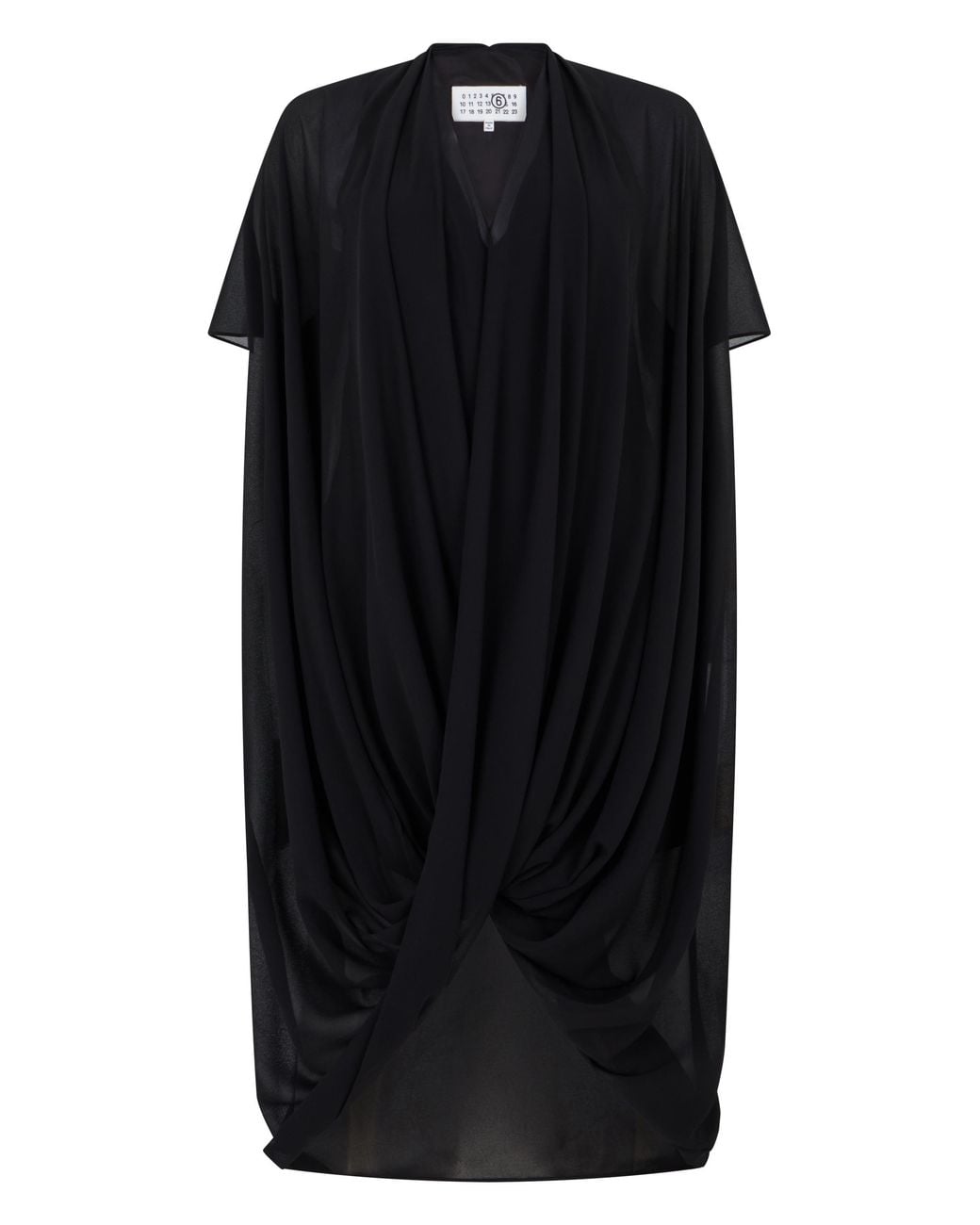 MM6 by Maison Margiela Black Dress Asymmetric Draped Polyester