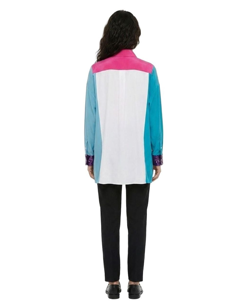 Dolce & Gabbana Blue Dolce & Gabbana Colorblock Cotton Shirt