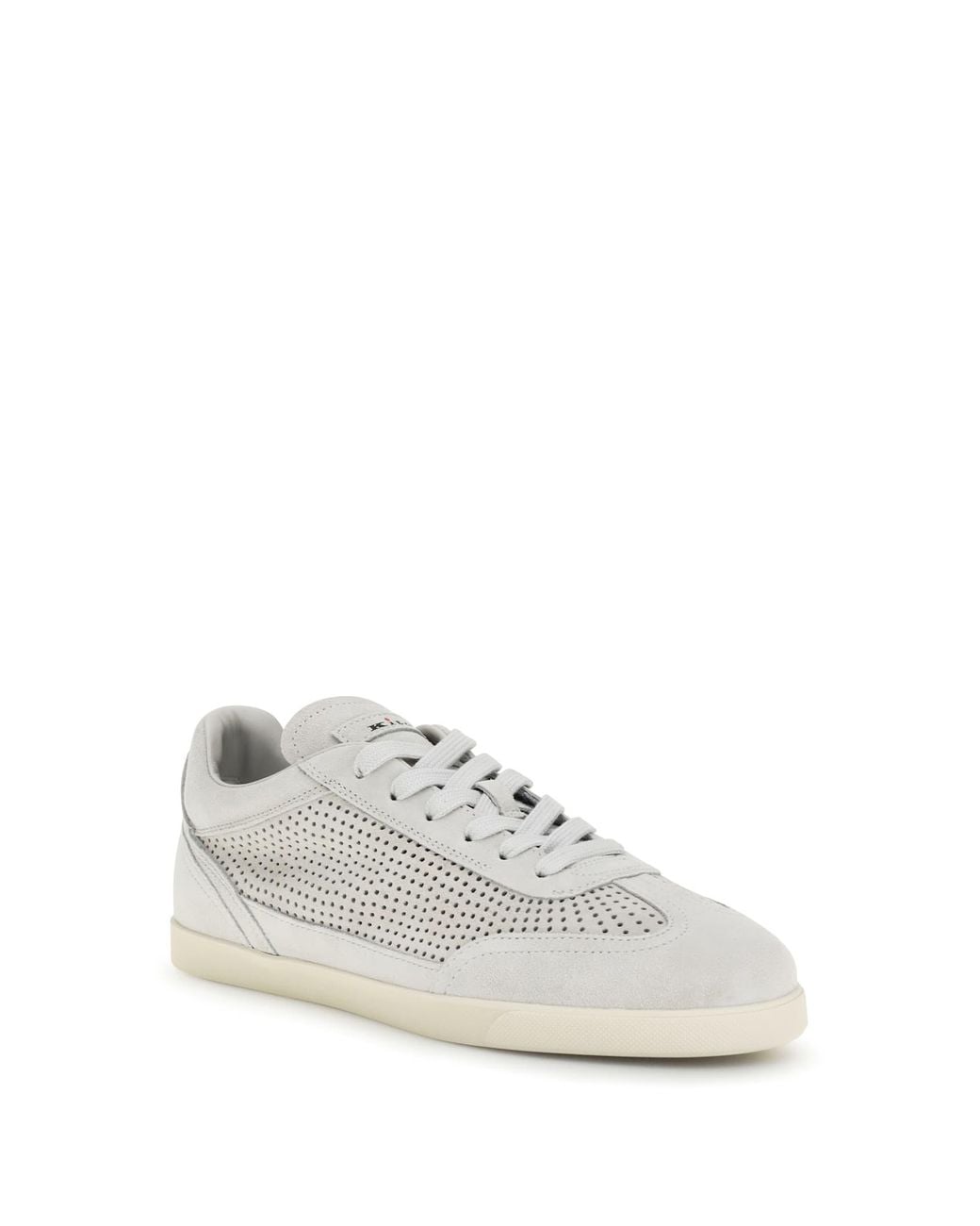 Kiton White Perforated Suede Sneakers for men