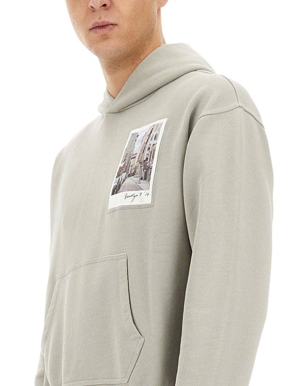 Helmut Lang Gray Helmut Lang Postcard-Print Cotton Sweatshirt for men
