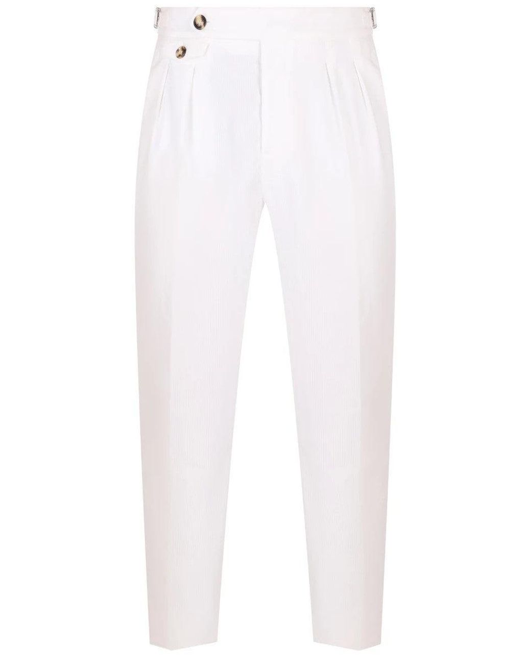 Brunello Cucinelli White Cotton Casual Pants for men