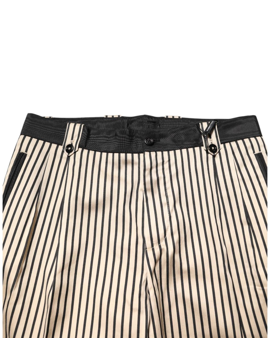 Dolce & Gabbana Gray Striped Button Closure Pants for men