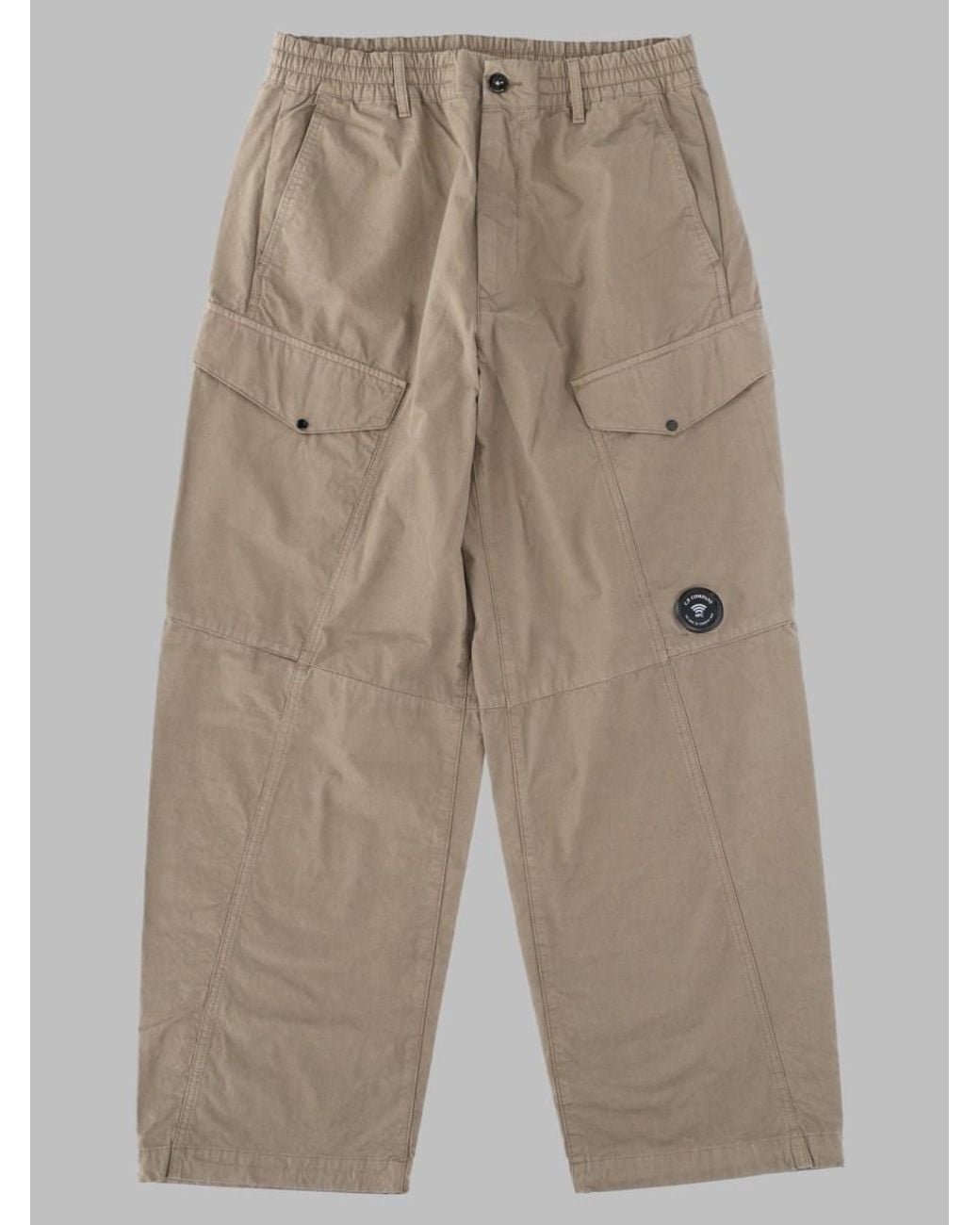 C P Company Natural Cotton Satin Cargo Trousers for men