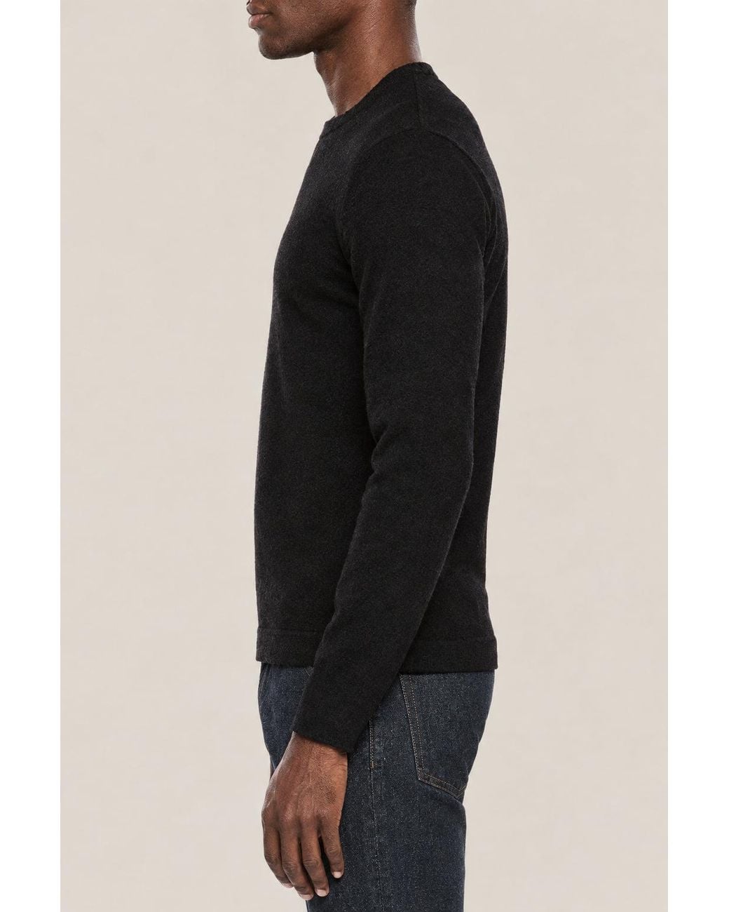 Brunello Cucinelli Black Wool Crew Neck Sweater Clothing for men