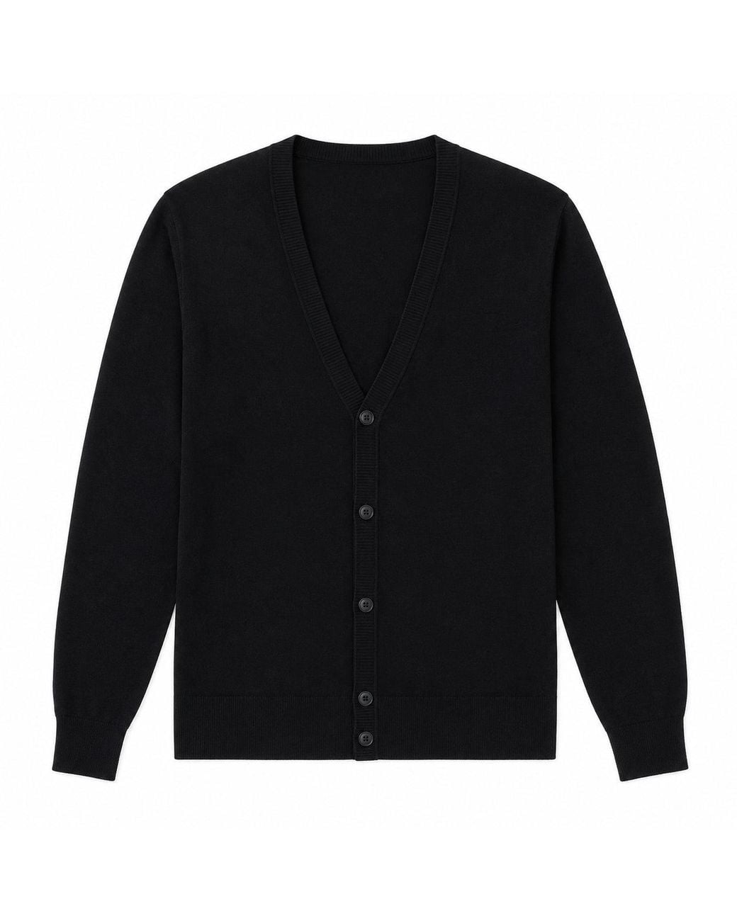 Emporio Armani Black Pure Virgin Wool Knit V-Neck Cardigan With Tonal Micro Eagle Embroidery for men