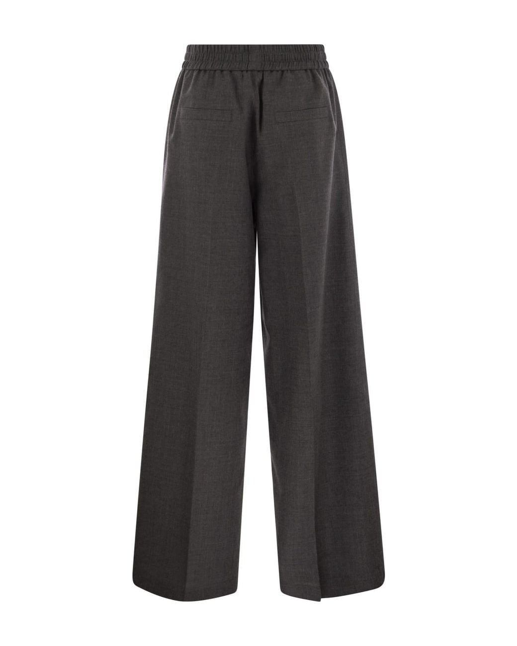 Brunello Cucinelli Gray Dark Wool Relaxed Trousers