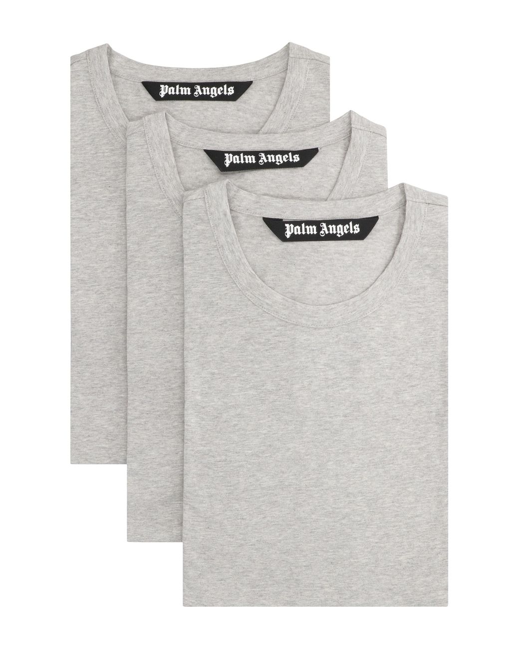 Palm Angels Gray Set Of Three Cotton Crew Neck T-Shirts for men