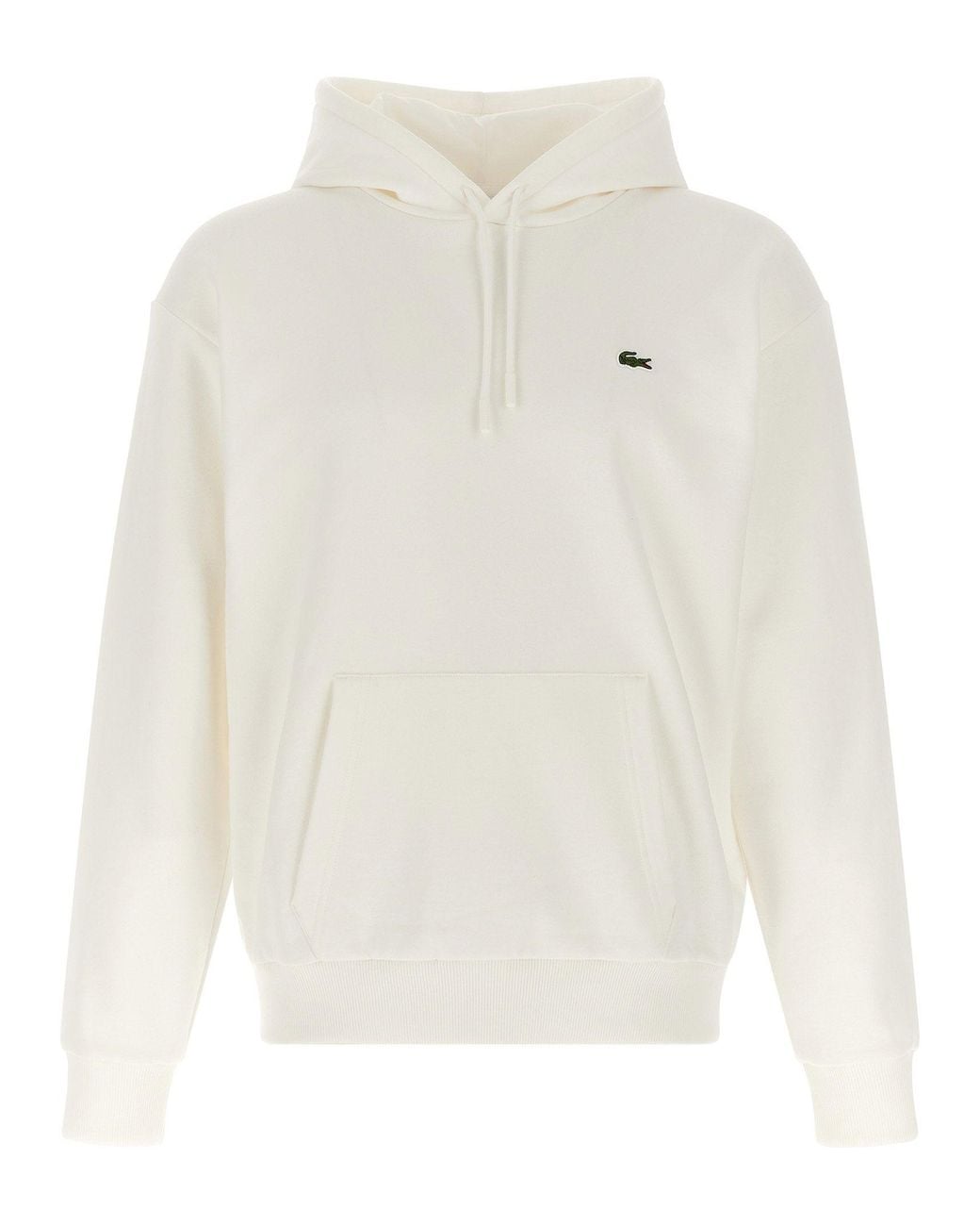 Lacoste White Logo-Embroidered Cotton Blend Hoodie