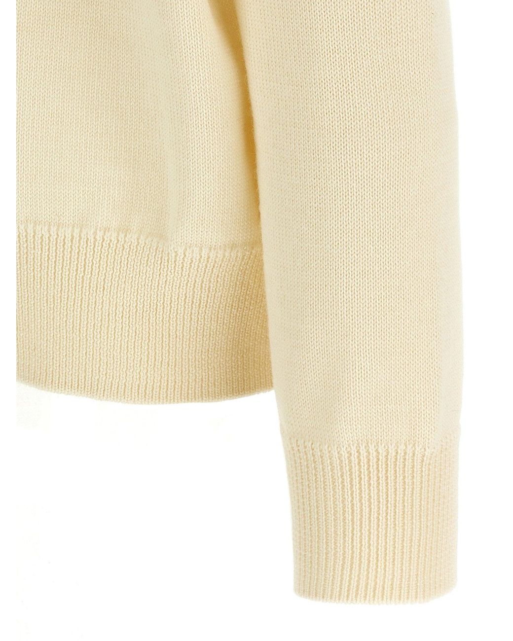 Jil Sander Natural Textured Knit Wool Sweater