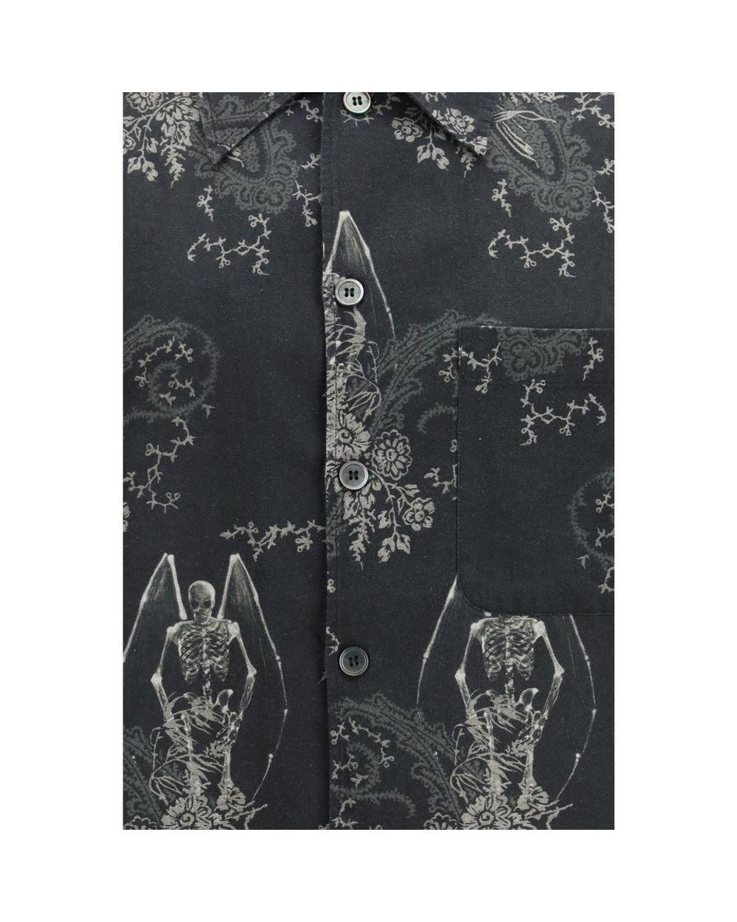 Our Legacy Black Gray Cotton Pattern Shirt for men