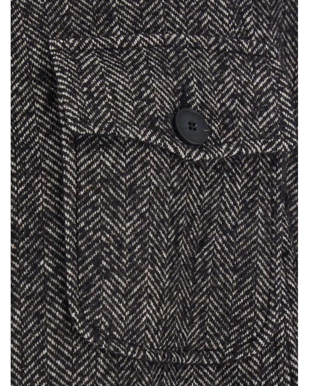 Le Plain Gray Short Wool Cape Coat