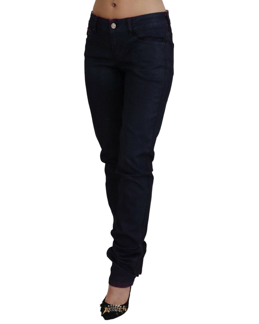 Just Cavalli Blue Sleek Low Waist Denim Pants